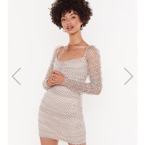Mesh polka dot mini dress